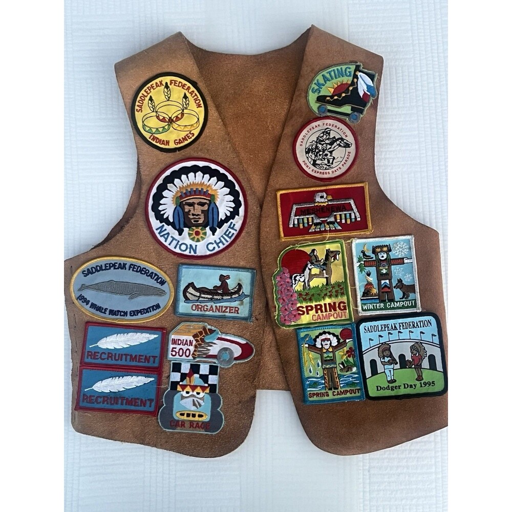 1994-95 YMCA Indian Princess Suede Vest Nation Chief 27 Patches Vintage